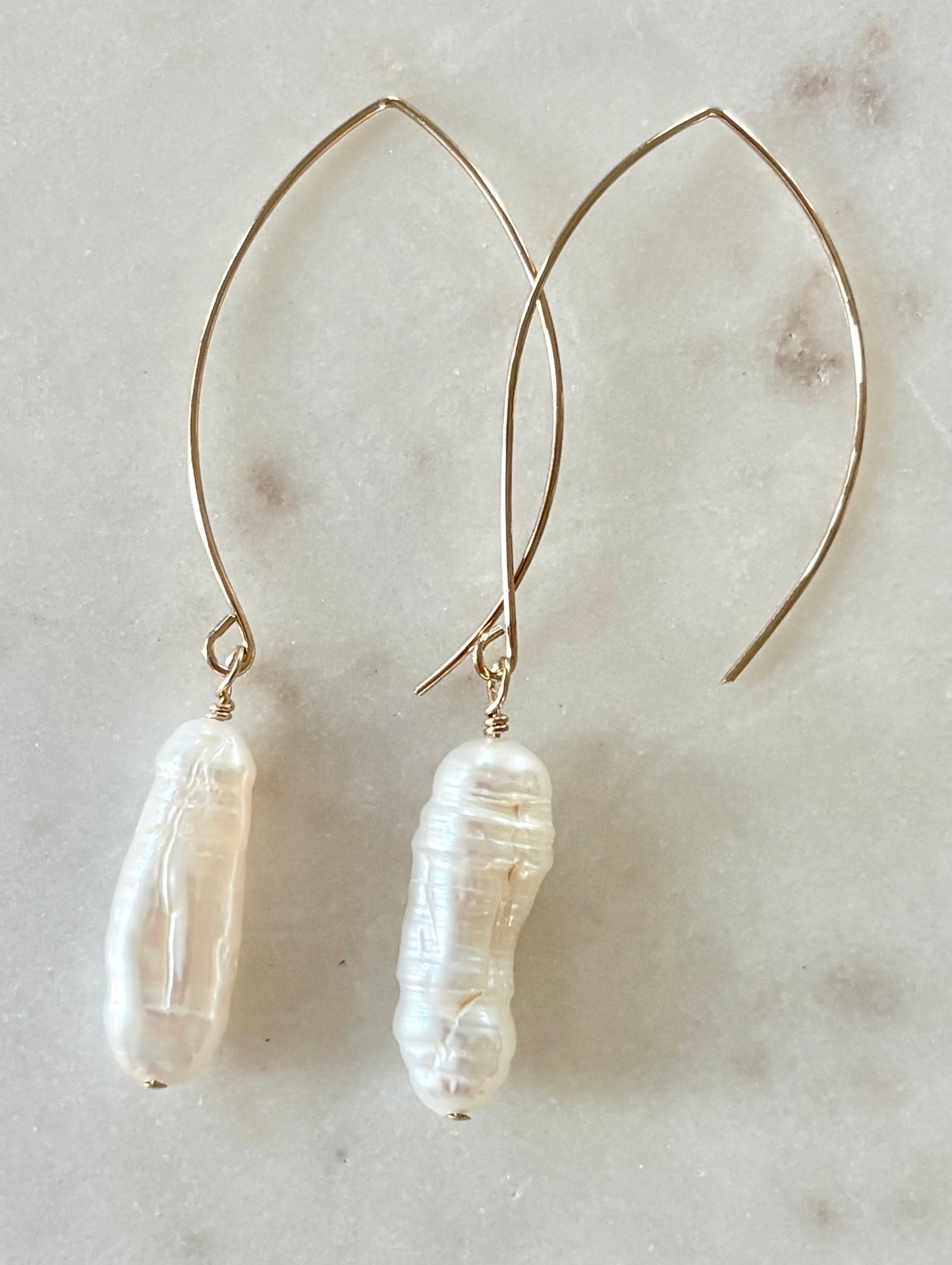 V Wire Pearl Earrings image 0