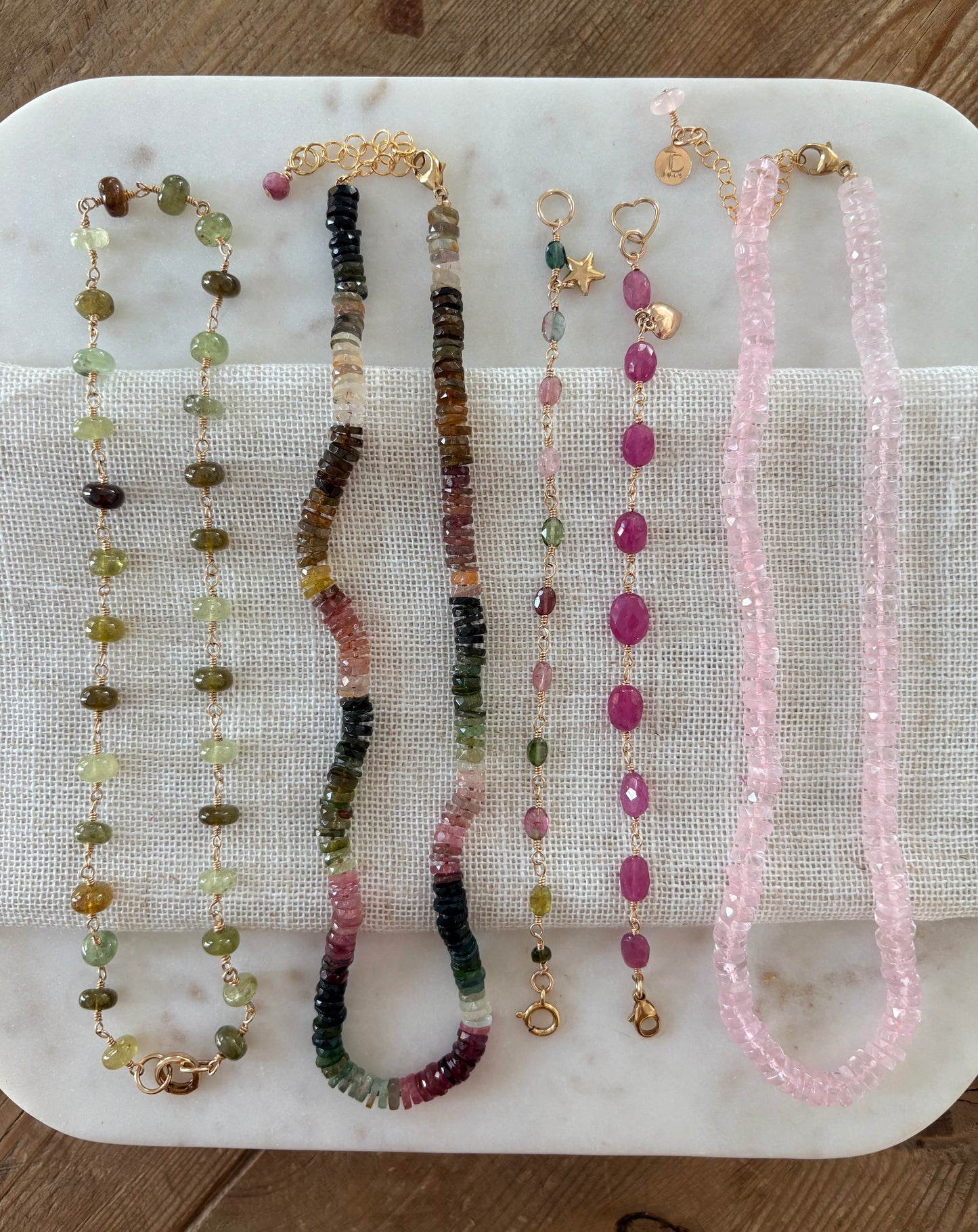 Watermelon Tourmaline Gemstone Necklace image 1