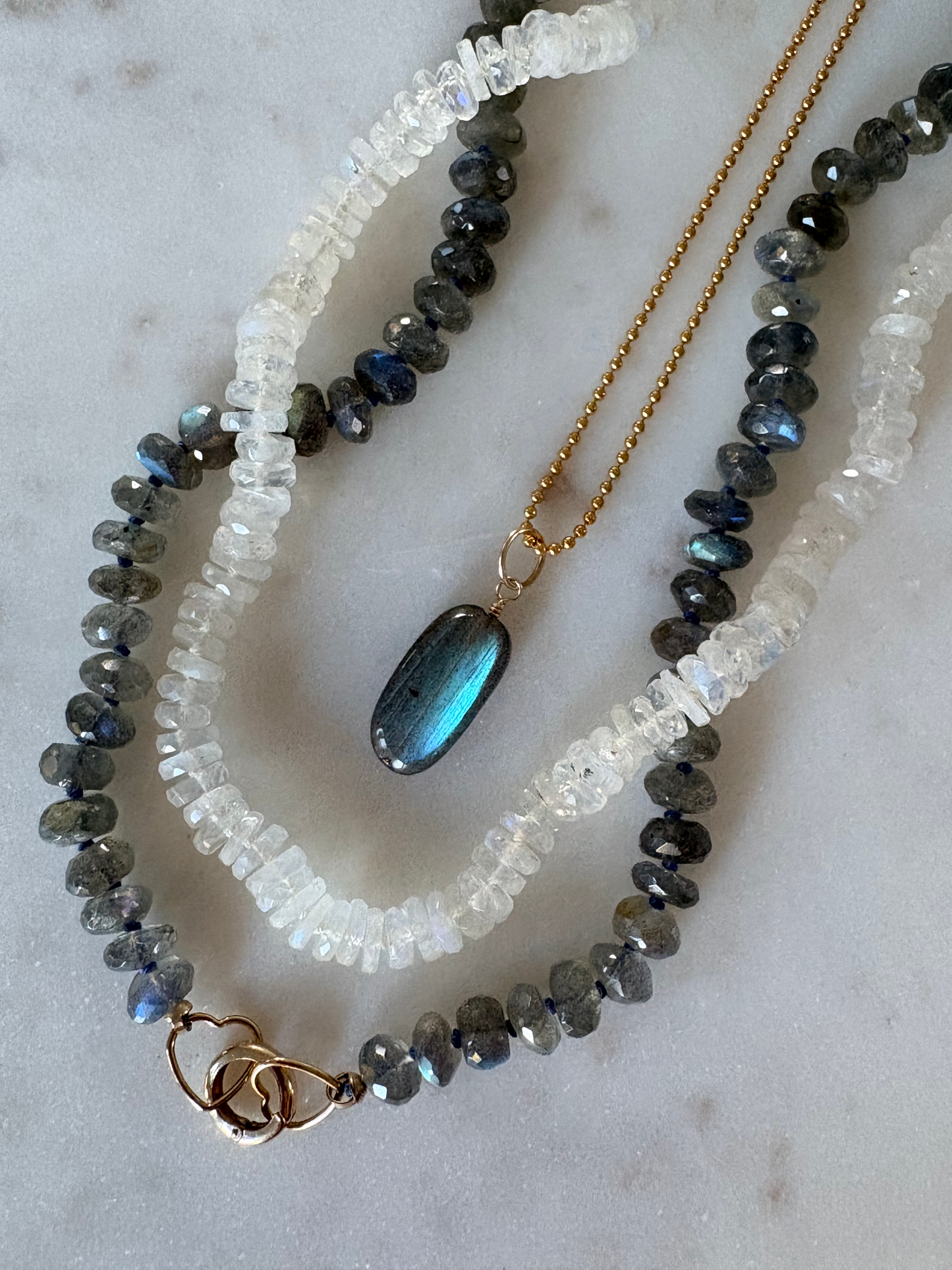Rainbow Moonstone Knotted Necklace image 1