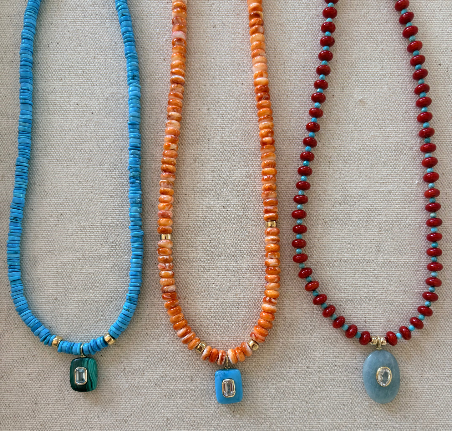 Coral & Aquamarine Necklace