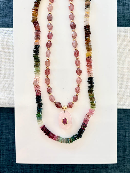 Tourmaline & Rose Quartz Necklace