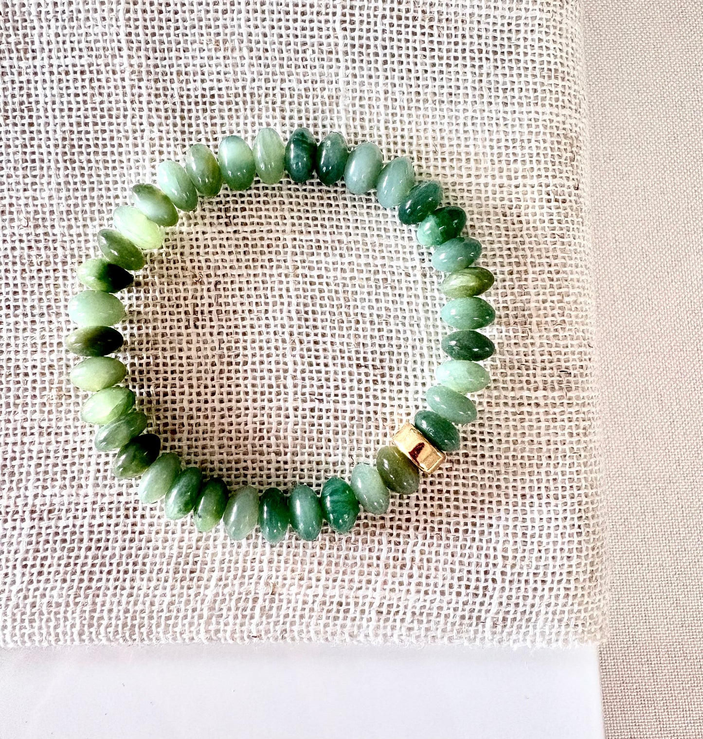 14kt Gold Cats Eye Jade Bracelet