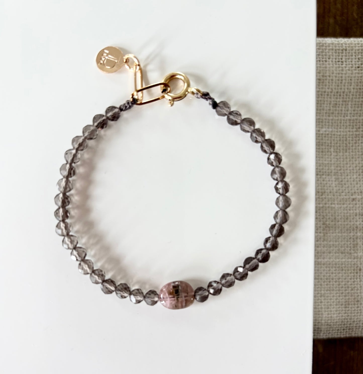Smoky Quartz & Tourmaline Gemstone Bracelet