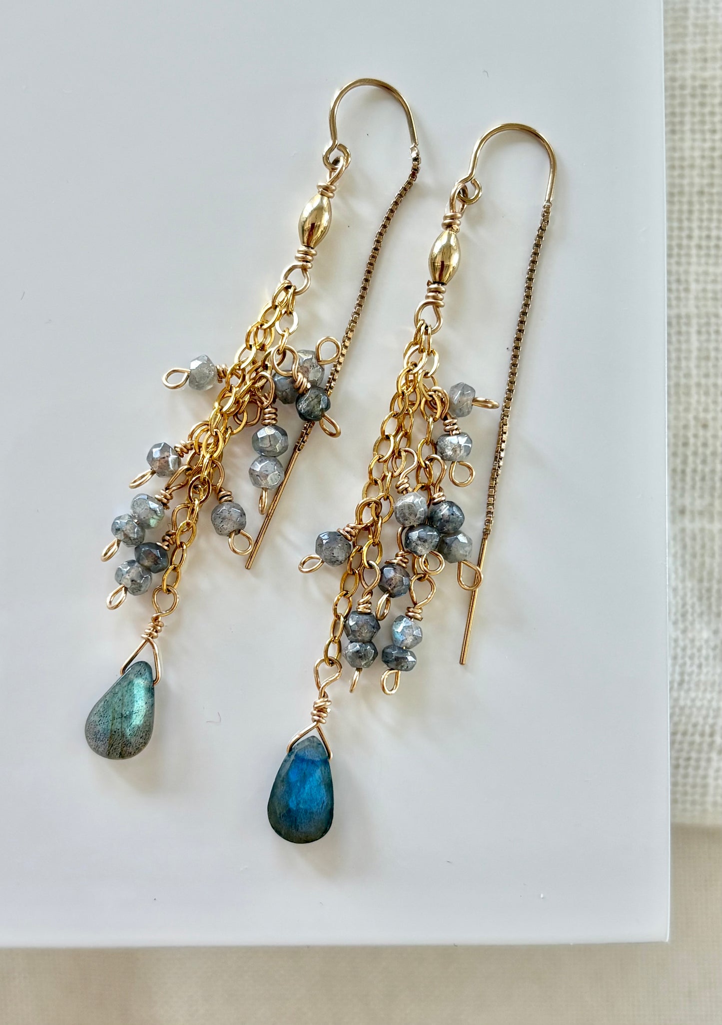 Eliza Labradorite Threader Earrings