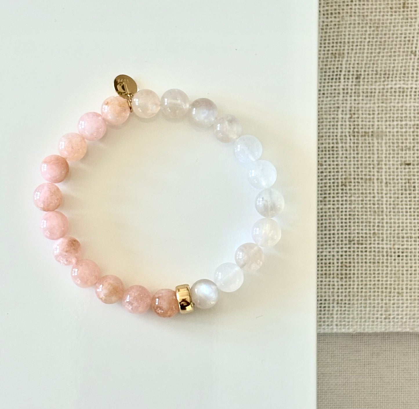Morganite & Rainbow Moonstone Bracelet