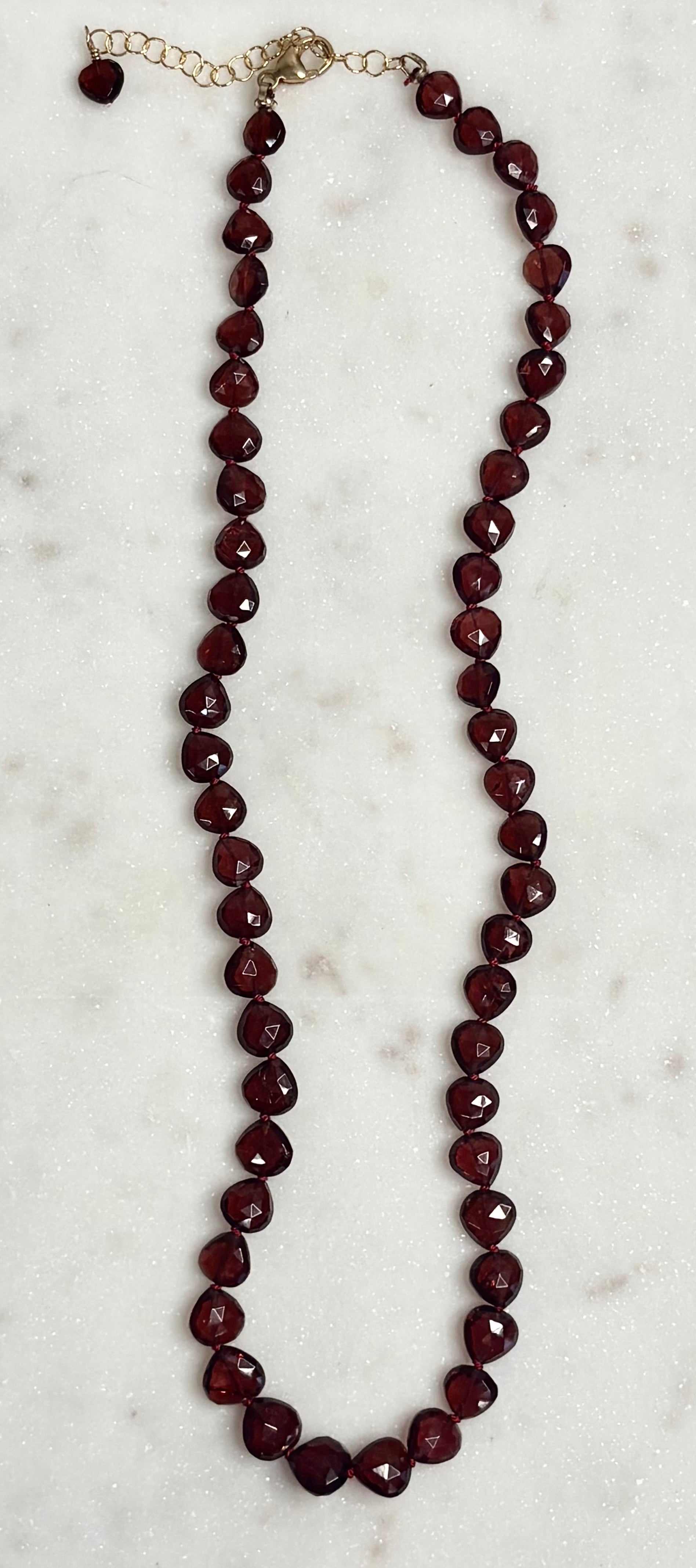 Garnet Heart Knotted Necklace  image 0