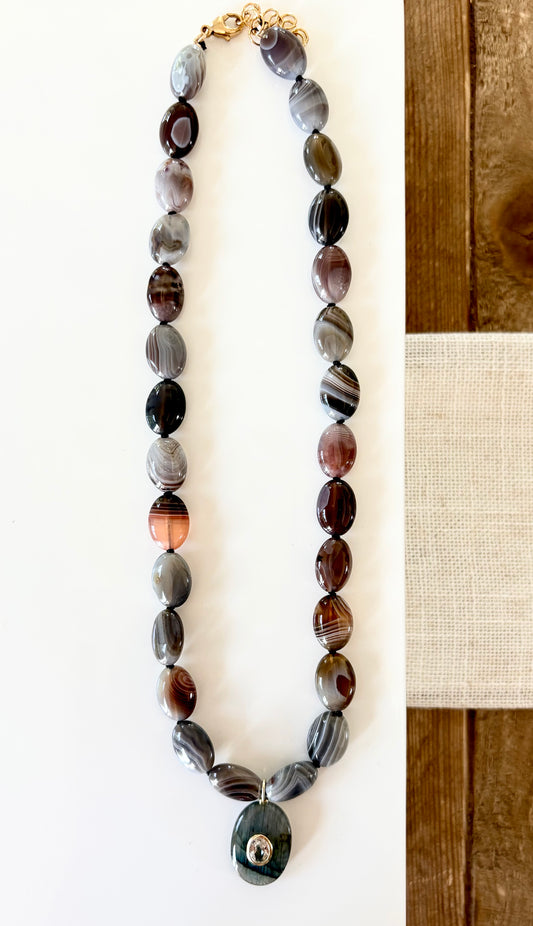 Botswana Agate Knotted Necklace