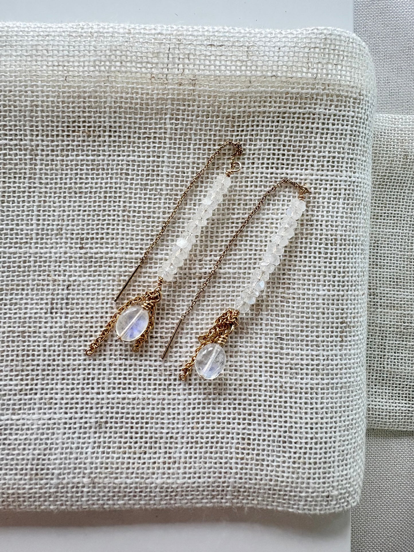 Moonstone Threader Earrings