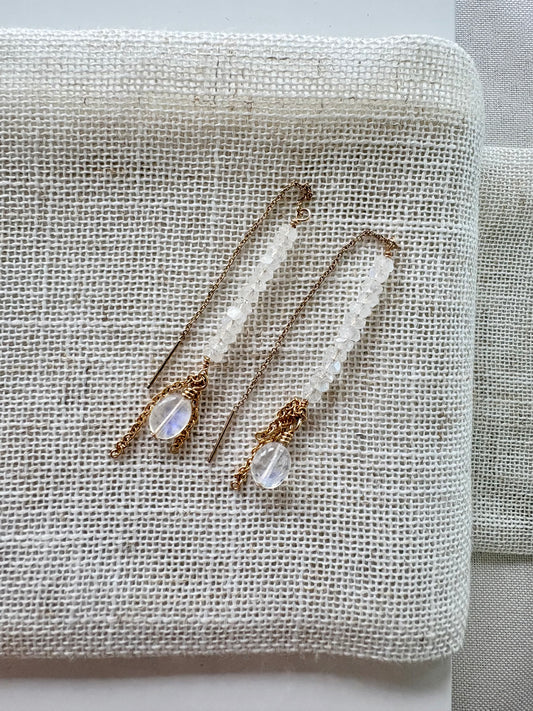 Moonstone Threader Earrings