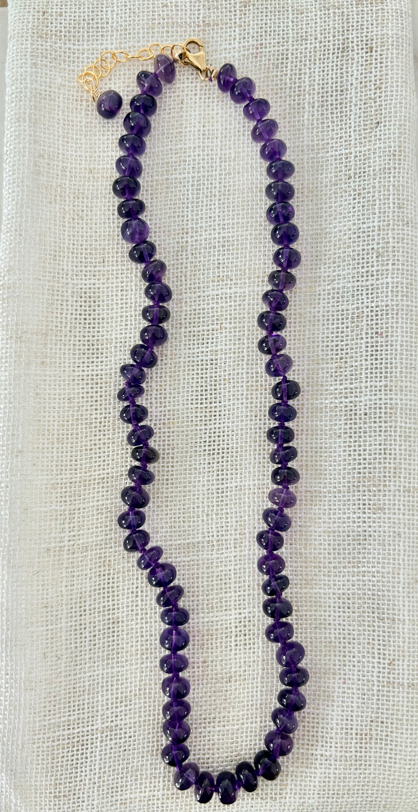 Amethyst Rondelle Knotted Gemstone Necklace image 0