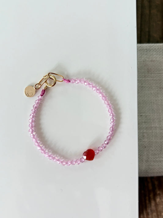 Pink Zircon & Carnelian Bracelet