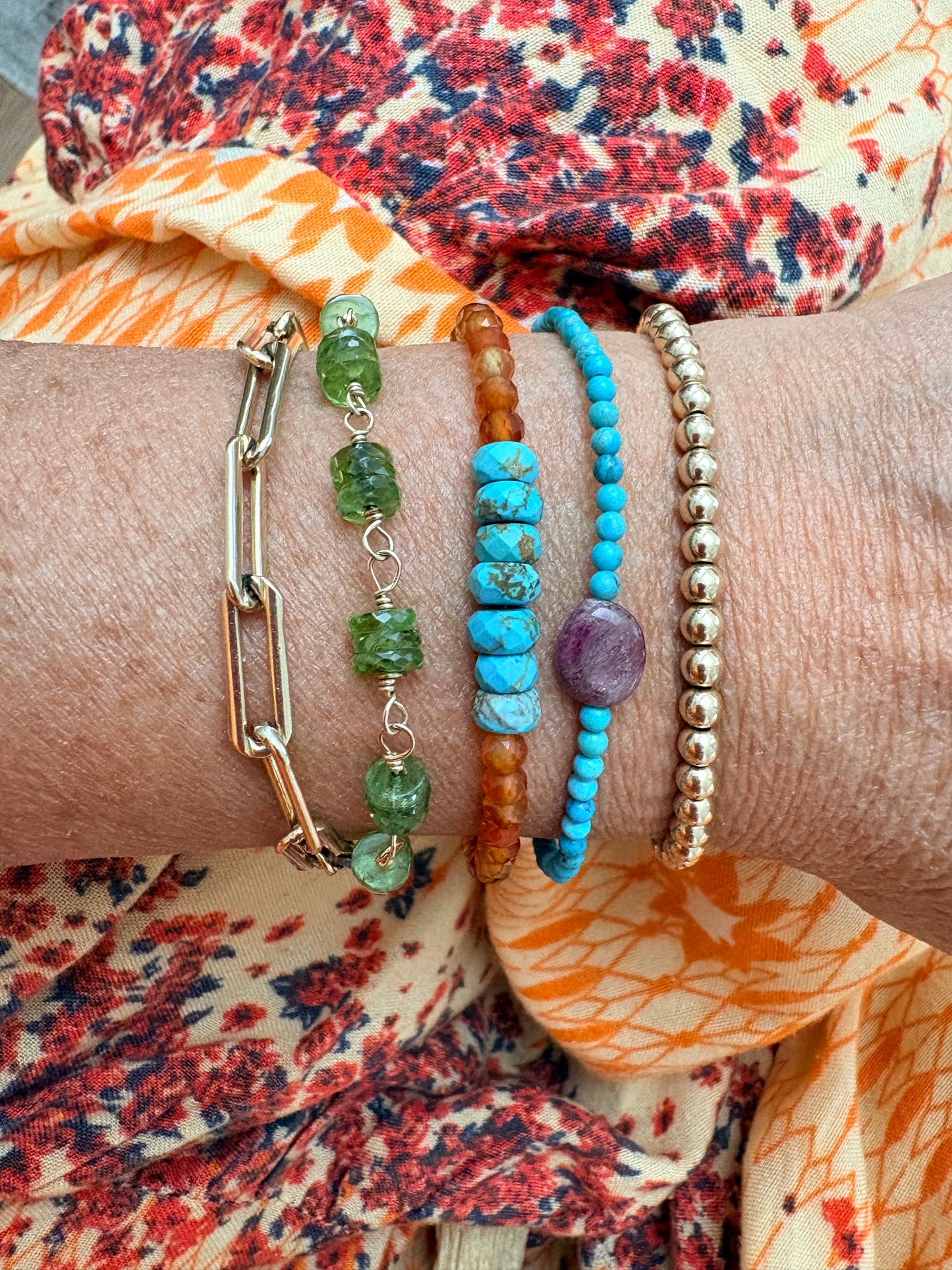 Carnelian & Turquoise Bracelet