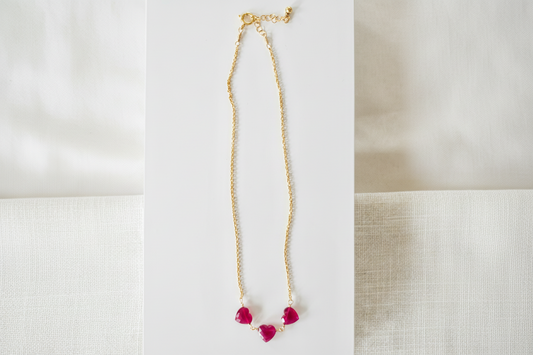 Bastille Three Stone Ruby Love Necklace