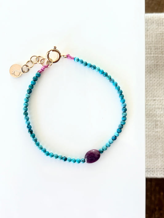 Turquoise & Tourmaline Gemstone Bracelet