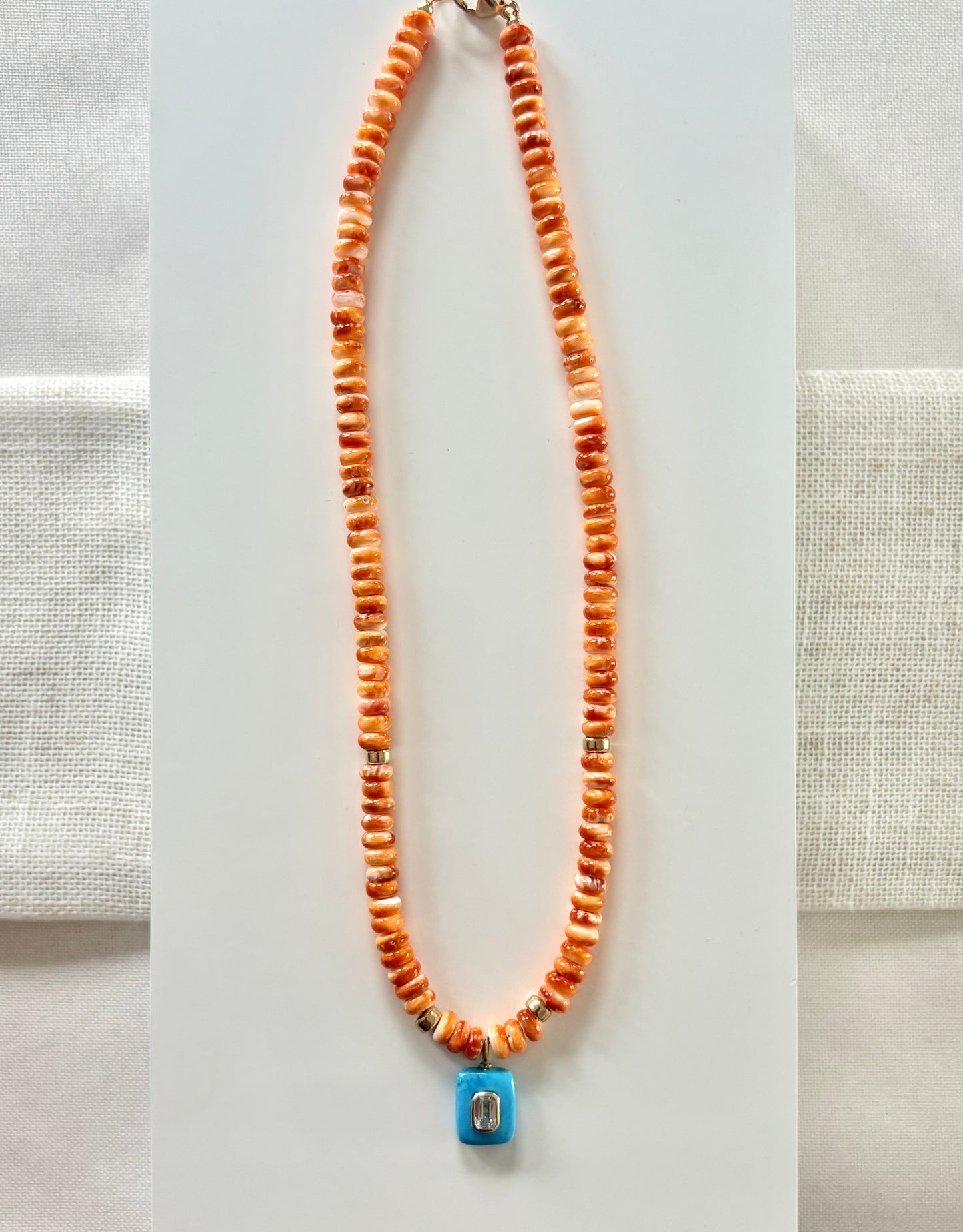 Spiny Oyster & Turquoise Necklace