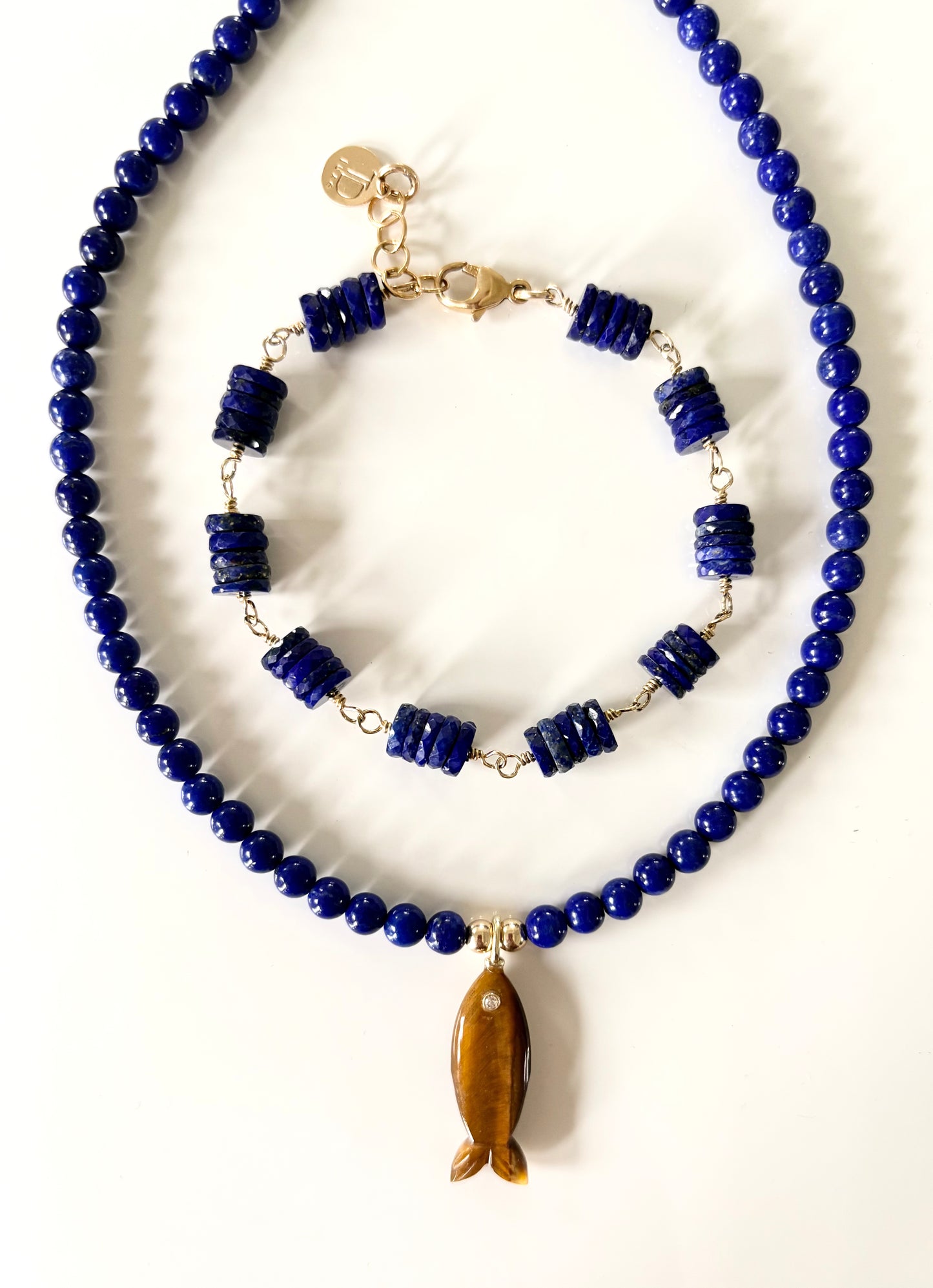 Lapis & Tigers Eye Fish Necklace