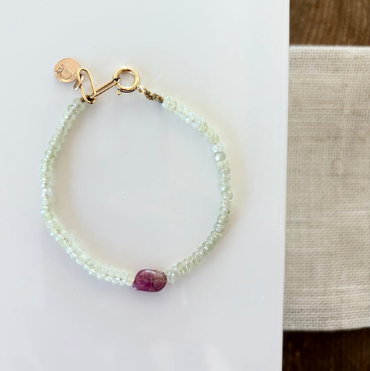 Prehnite & Tourmaline Bracelet