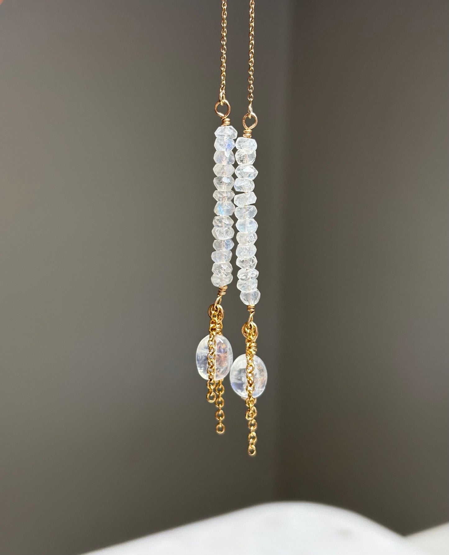 Moonstone Threader Earrings