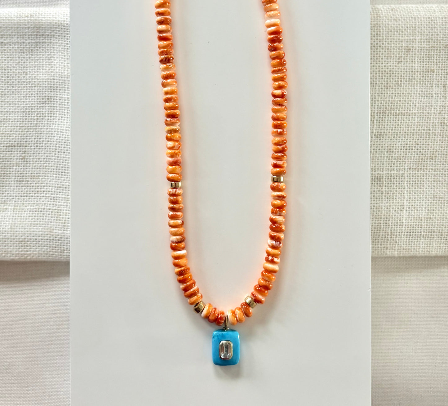 Spiny Oyster & Turquoise Necklace