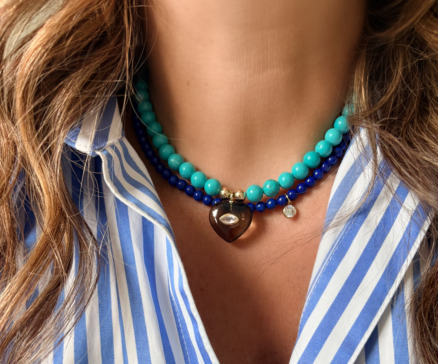 Turquoise & Smokey Quartz Necklace