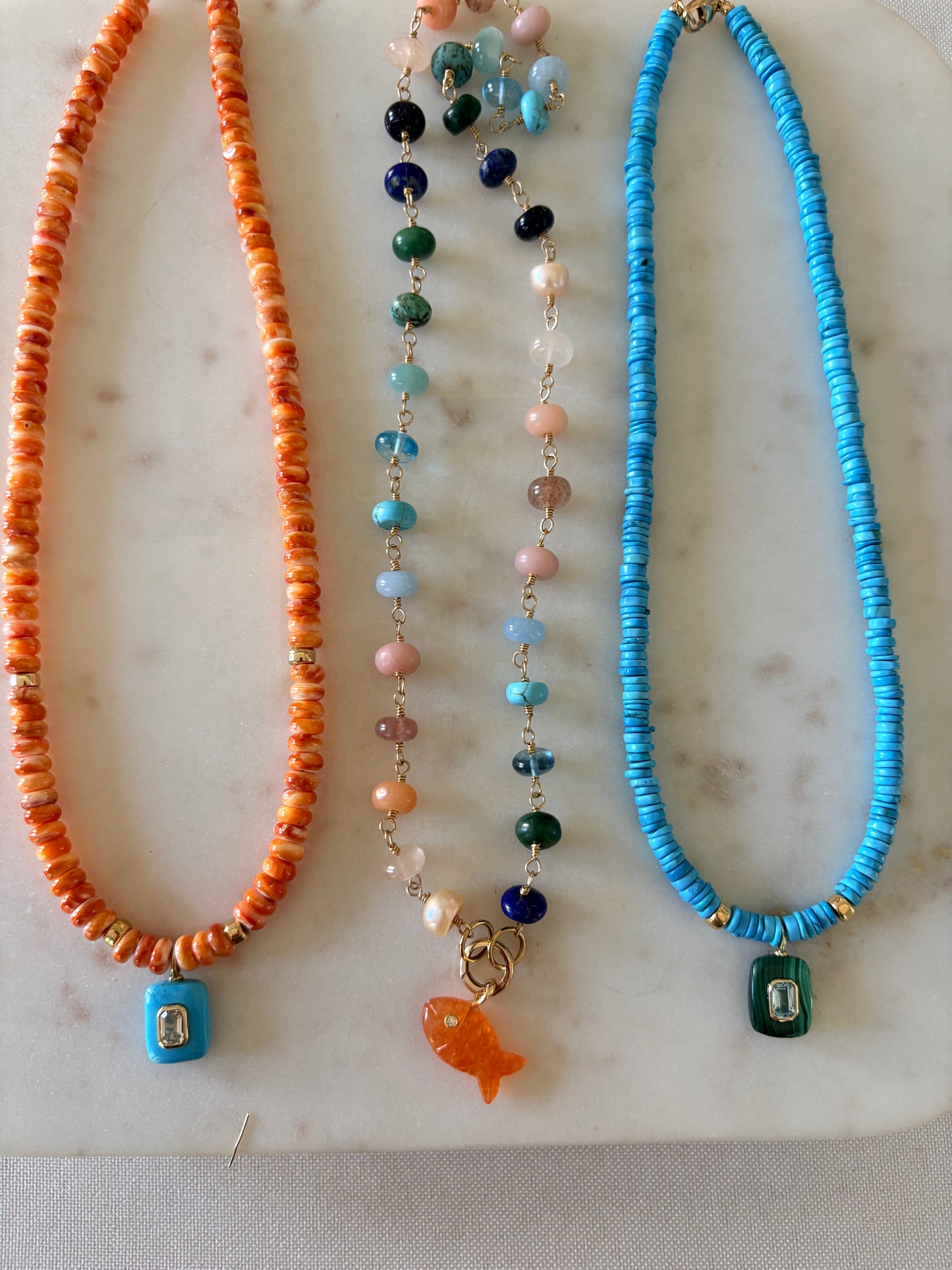 Spiny Oyster & Turquoise Necklace