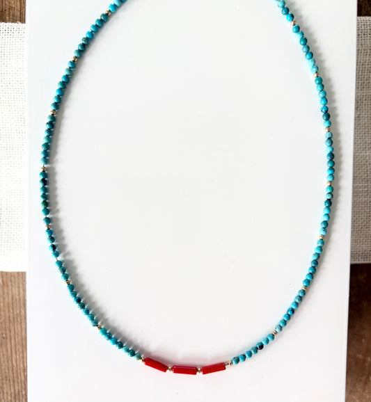 Turquoise & Coral Zoey Necklace