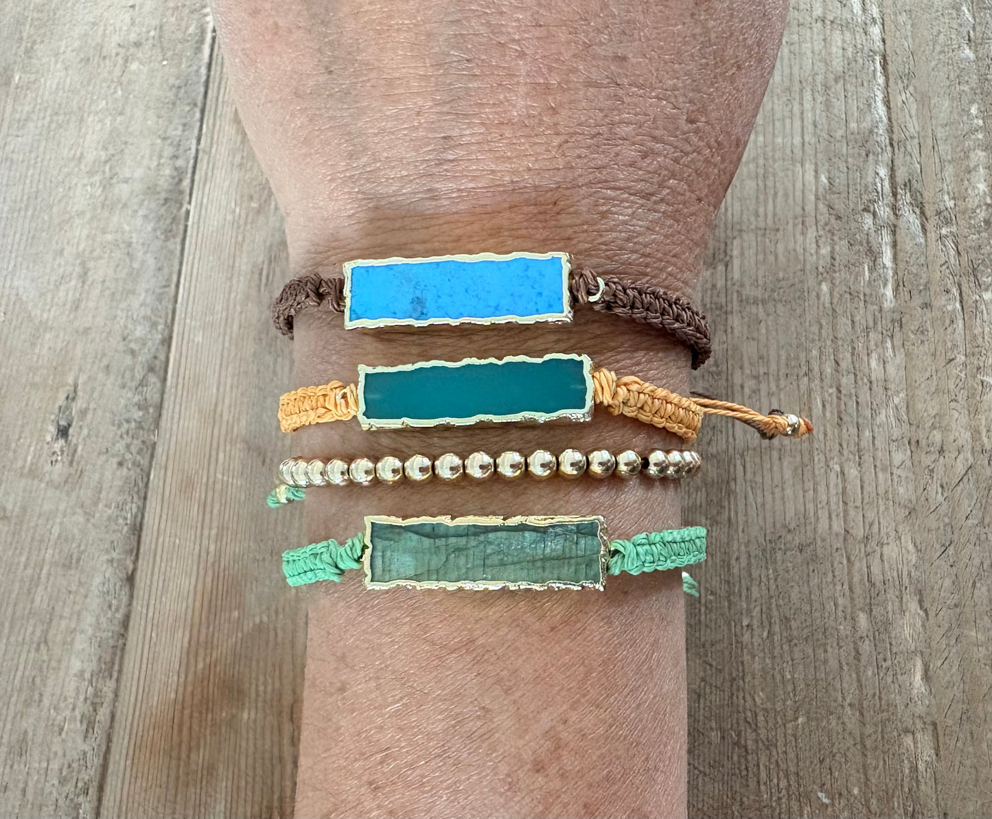Chalcedony Cord Bar Bracelet