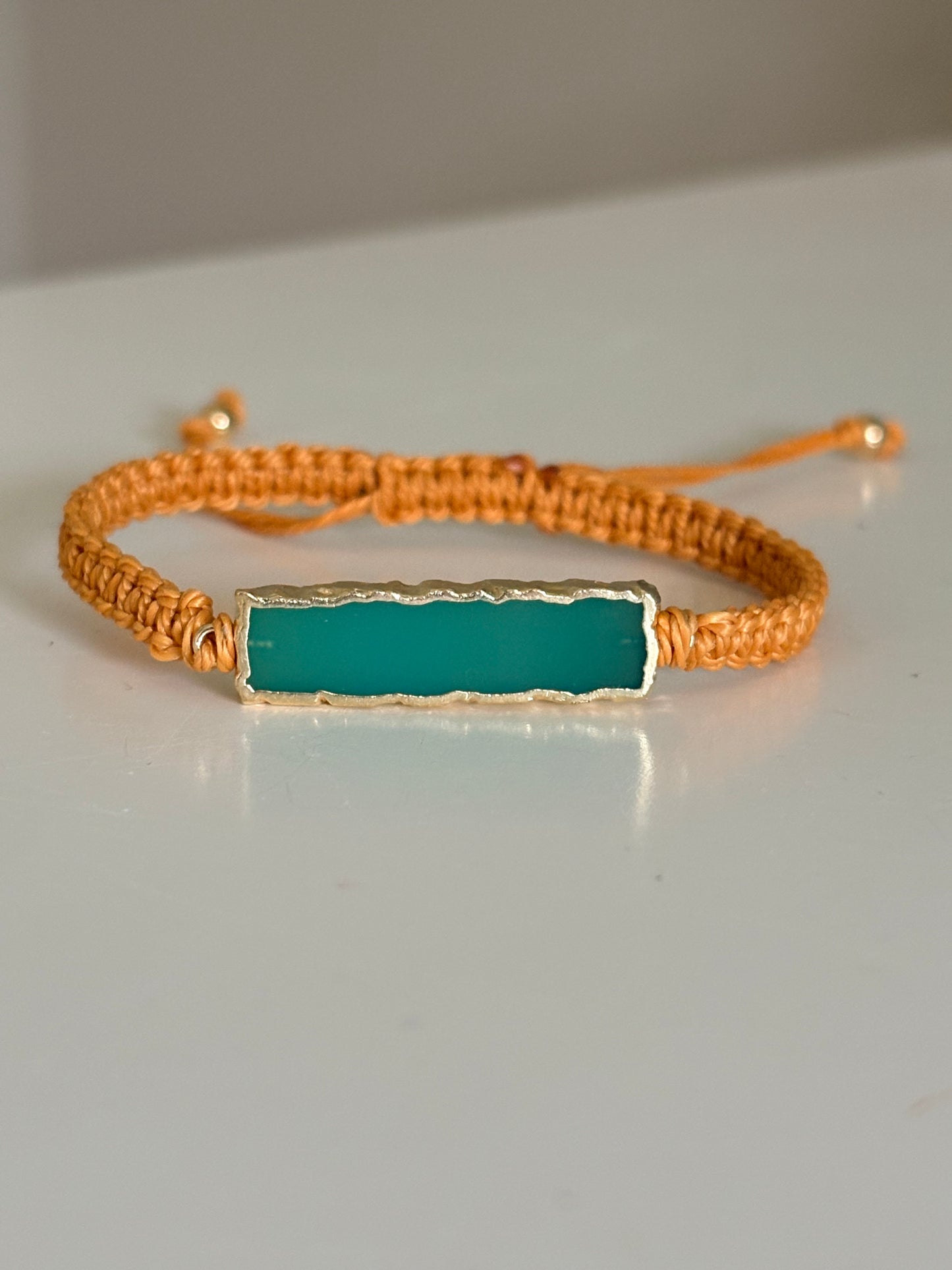 Chalcedony Cord Bar Bracelet