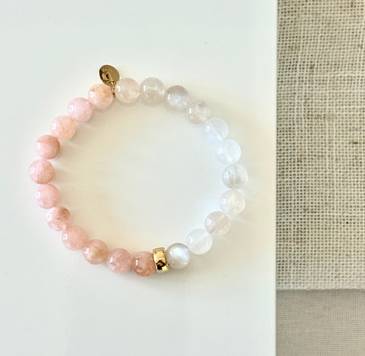 Morganite & Rainbow Moonstone Bracelet