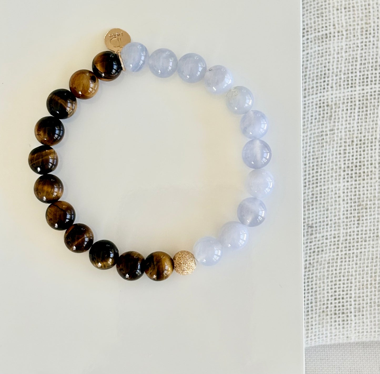 Tigers Eye & Blue Lace Agate Bracelet