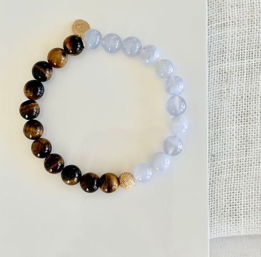 Tigers Eye & Blue Lace Agate Bracelet