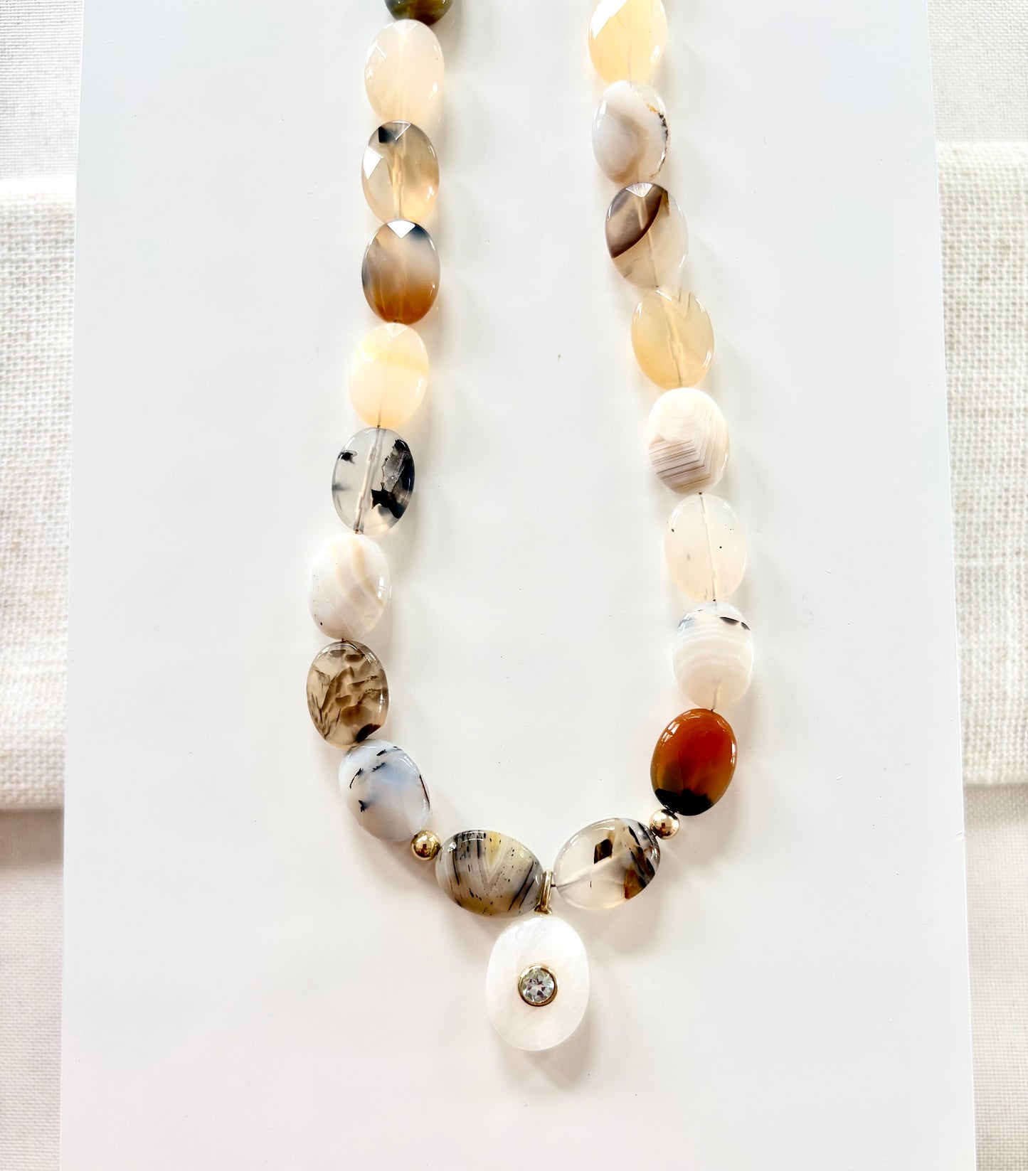 Montana Agate & Rainbow Moonstone Necklace
