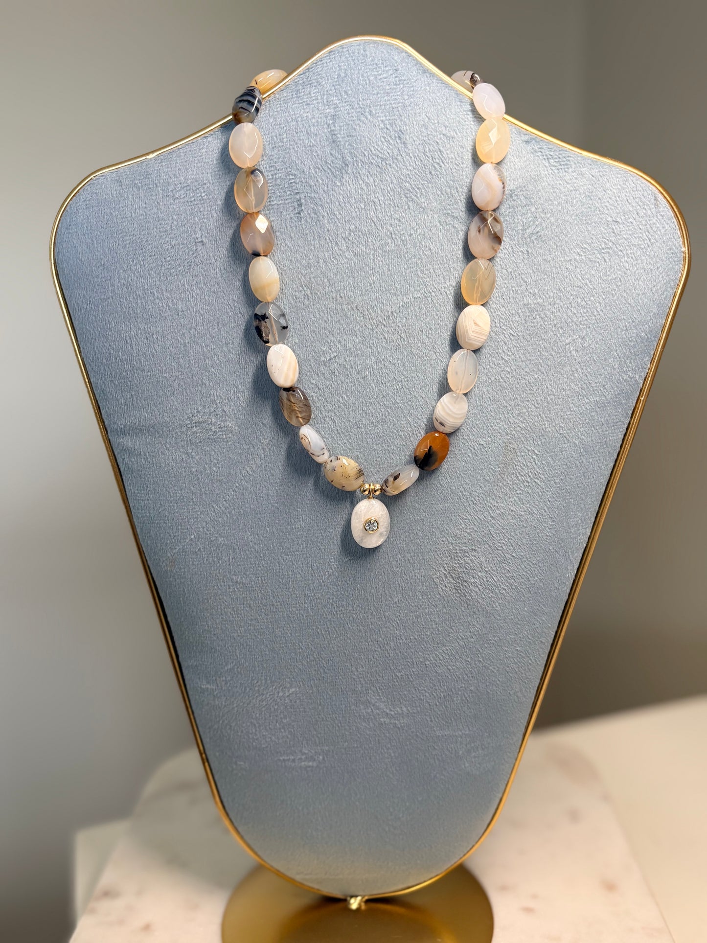 Montana Agate & Rainbow Moonstone Necklace